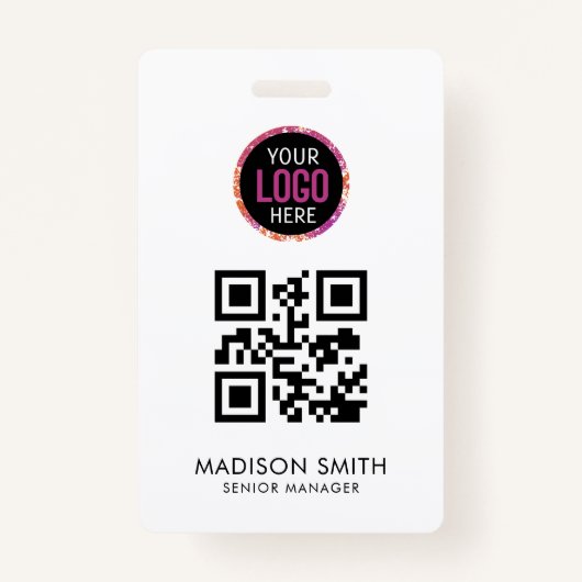 QR Code | Modern  Business Logo Event Badge バッジ (正面)