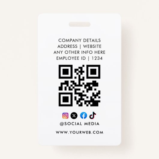 QR Code | Modern  Business Logo Event Badge バッジ (裏面)