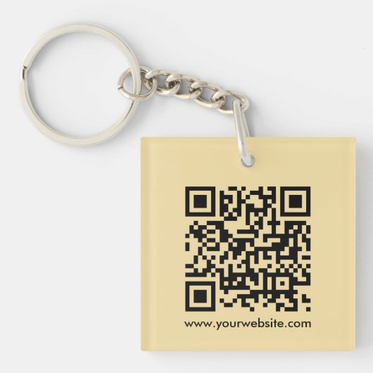 QR Code Modern Elegant Square Single Sided Gold キーホルダー (正面)