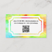 QR Code Modern Elegant Watercolor Yoga Instructor 名刺 (裏面)