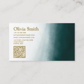QR Code Modern Green Marble Creative Director  名刺 (裏面)