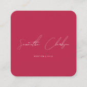 QR Code Modern Hot Pink & White Handwritten Script スクエア名刺 (正面)