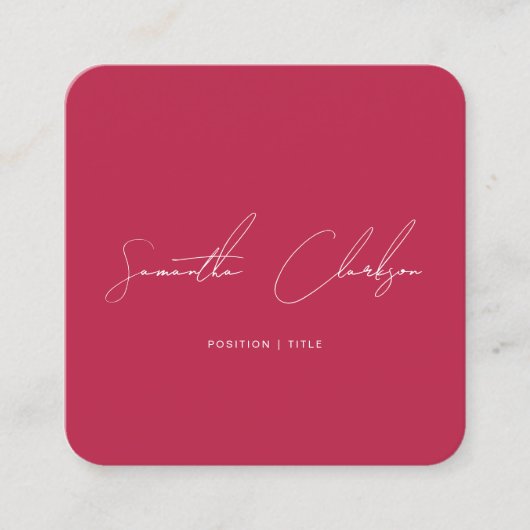 QR Code Modern Hot Pink & White Handwritten Script スクエア名刺 (正面)