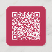 QR Code Modern Magenta Hot Pink Handwritten Script スクエア名刺 (裏面)