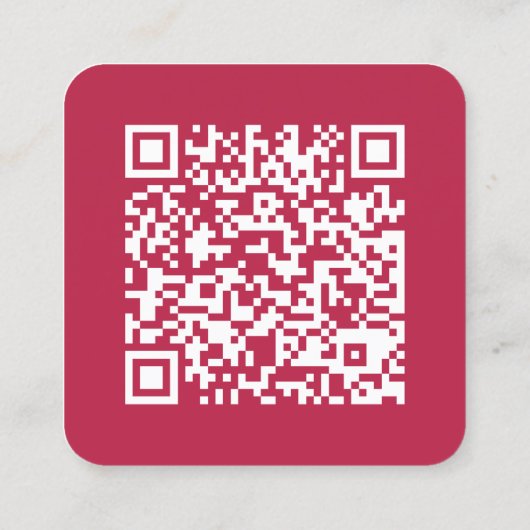 QR Code Modern Magenta Hot Pink Handwritten Script スクエア名刺 (裏面)
