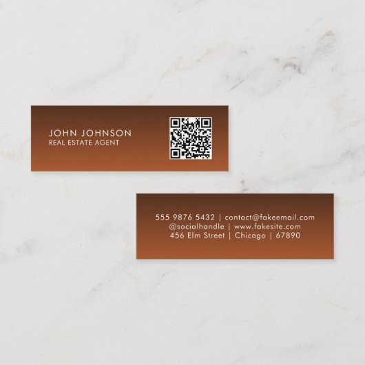 QR Code Modern Mini Business Card スキニー名刺 (正面/裏面)