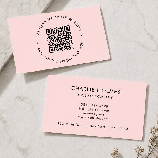 QR Code | Modern Minimalist Blush Pink 名刺