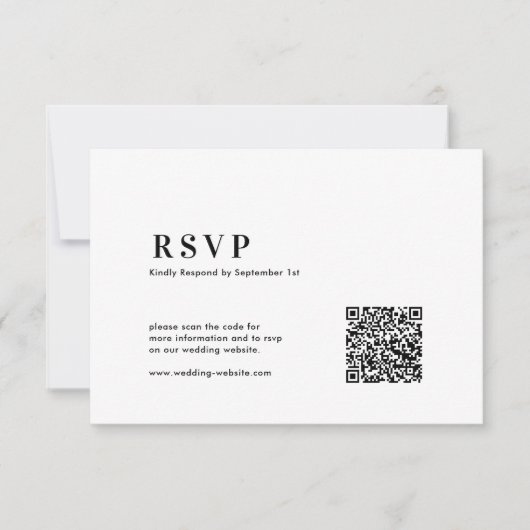  QR Code Modern Minimalist Bold Typography Wedding 出欠カード (正面)