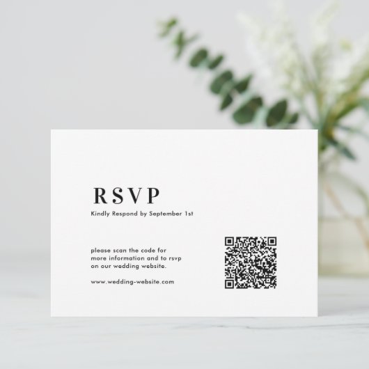  QR Code Modern Minimalist Bold Typography Wedding 出欠カード (スタンド正面)