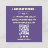 QR Code Modern Minimalist Professional Purple スクエア名刺 (裏面)