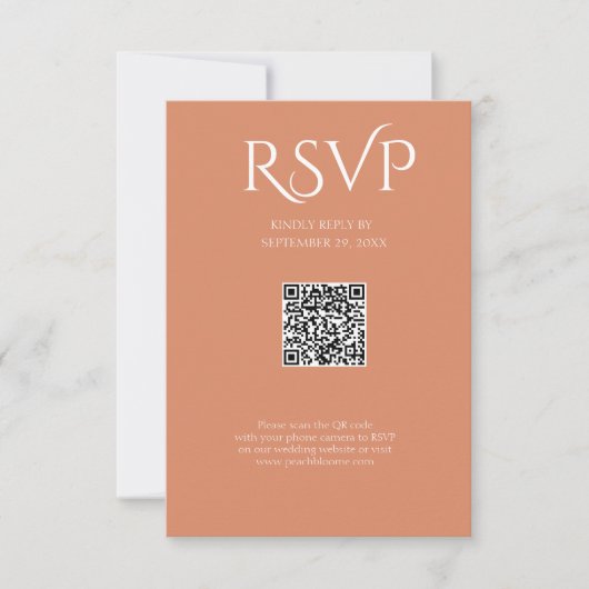 QR Code Modern Minimalistic Bright Copper Wedding 出欠カード (正面)