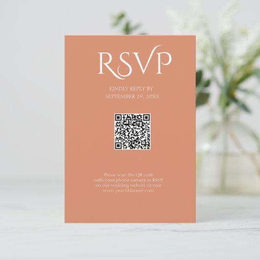 QR Code Modern Minimalistic Bright Copper Wedding 出欠カード (スタンド正面)