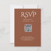 QR Code Modern Minimalistic Deep Copper Wedding 出欠カード (正面)