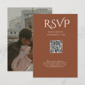 QR Code Modern Minimalistic Deep Copper Wedding 出欠カード (正面/裏面)