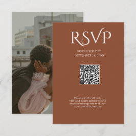 QR Code Modern Minimalistic Deep Copper Wedding 出欠カード