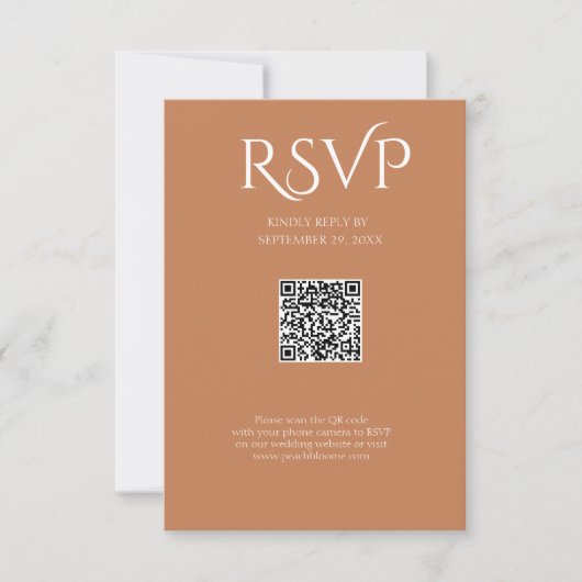 QR Code Modern Minimalistic Soft Copper Wedding 出欠カード (正面)
