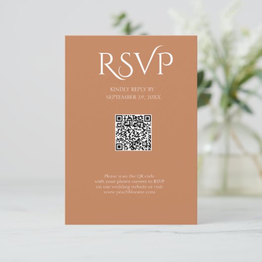 QR Code Modern Minimalistic Soft Copper Wedding 出欠カード (スタンド正面)