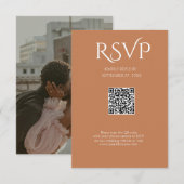 QR Code Modern Minimalistic Soft Copper Wedding 出欠カード (正面/裏面)