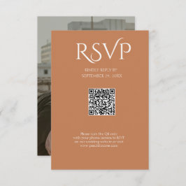 QR Code Modern Minimalistic Soft Copper Wedding 出欠カード