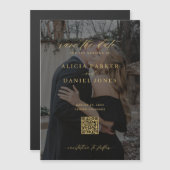 QR code modern photo wedding save the date   マグネット招待状 (正面/裏面)