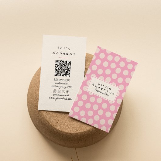 QR Code Modern Pink Quirky Unique Girly Trendy 名刺