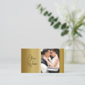 QR Code Modern Script Gold Photographer 名刺 (スタンド正面)