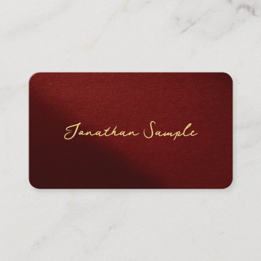 QR Code Modern Template Bordeaux Gold Typography 名刺 (正面)