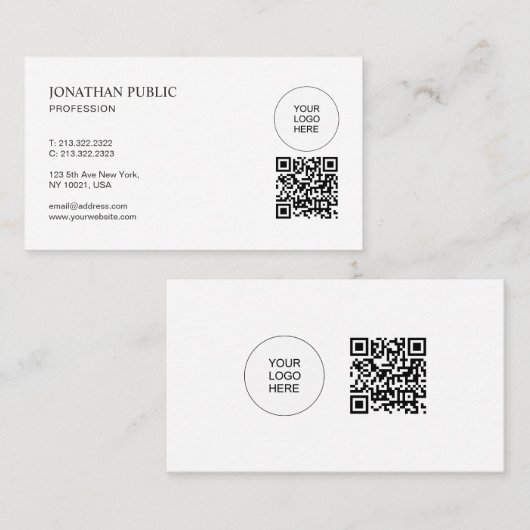 QR Code Modern Upload Your Logo Professional 名刺 (正面/裏面)