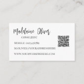QR Code Monogram Black Pink Elegant Business Card 名刺 (裏面)