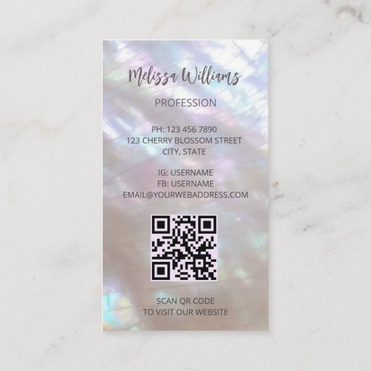 QR Code | Mother-of-pearl Shimmering 名刺 (裏面)