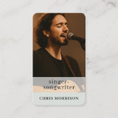 QR Code Musician Sage Green Business Card 名刺 (正面)