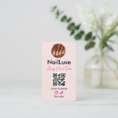 QR Code Nail Technician Blush Pink Photo 名刺 (スタンド正面)