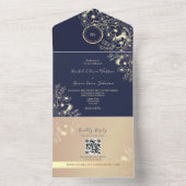 QR Code Navy Rose Gold Wedding オールインワン招待状 (内側)