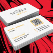 QR Code Networking Modern Black Orange White 名刺
