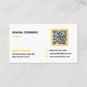 QR Code Networking Modern Black Yellow White 名刺 (正面)