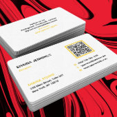 QR Code Networking Modern Black Yellow White 名刺