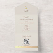 QR Code Neutral Ivory Gold Wildflower Wedding オールインワン招待状 (内側)
