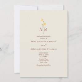 QR Code Neutral Wildflower Photo Wedding 招待状