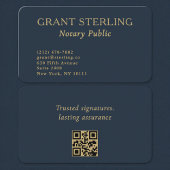 QR Code Notary Public Navy Blue Gold 名刺