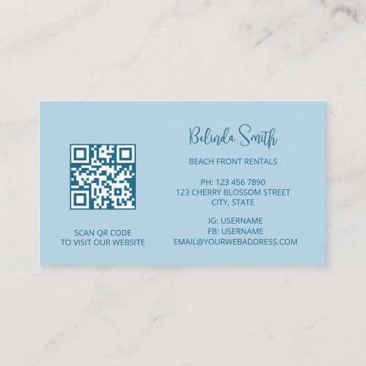 QR Code Ocean Wave Initials 名刺 (裏面)