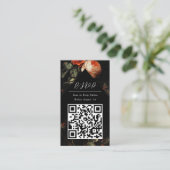 QR Code Online Photo Black Floral Website RSVP エンクロージャーカード (スタンド正面)