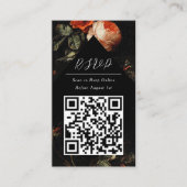 QR Code Online Photo Black Floral Website RSVP エンクロージャーカード (正面)