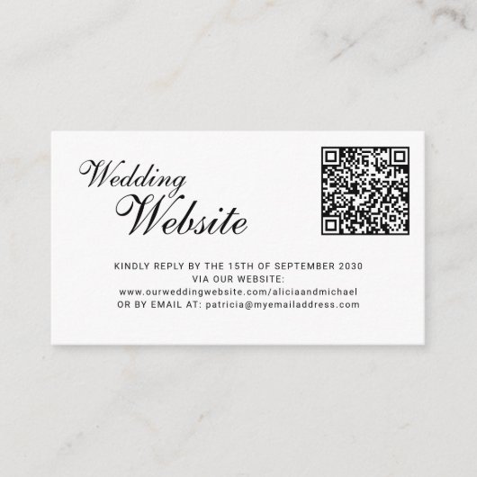 QR code online RSVP classic script website wedding エンクロージャーカード (正面)