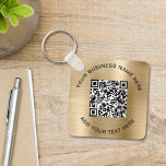 QR Code or Logo Promotional Gold キーホルダー<br><div class="desc">Simple elegant promotional keychain for your business or organization with a gold faux brushed metallic background. Add your QR code or logo and two lines of customized text,  such as your company name,  slogan,  thank you,  or leave blank.</div>