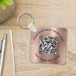 QR Code or Logo Promotional Rose Gold キーホルダー<br><div class="desc">Simple elegant promotional keychain for your business or organization with a rose gold faux brushed metallic background. Add your QR code or logo and two lines of custom text,  such as your company name,  slogan,  thank you,  or leave blank.</div>