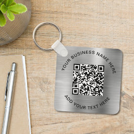 QR Code or Logo Promotional Silver キーホルダー