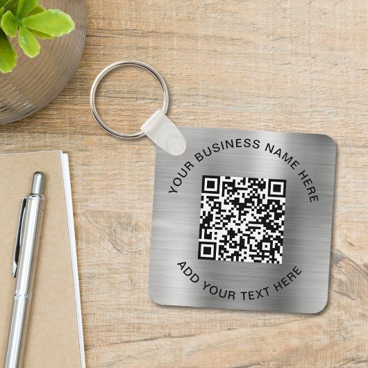 QR Code or Logo Promotional Silver キーホルダー