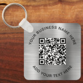 QR Code or Logo Promotional Silver キーホルダー (正面)