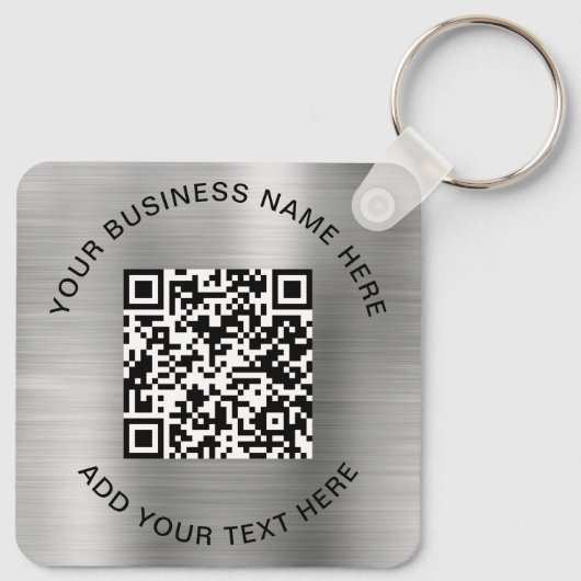 QR Code or Logo Promotional Silver キーホルダー (裏面)
