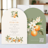  QR code Orange Blossom Baby Shower Arch Design 招待状